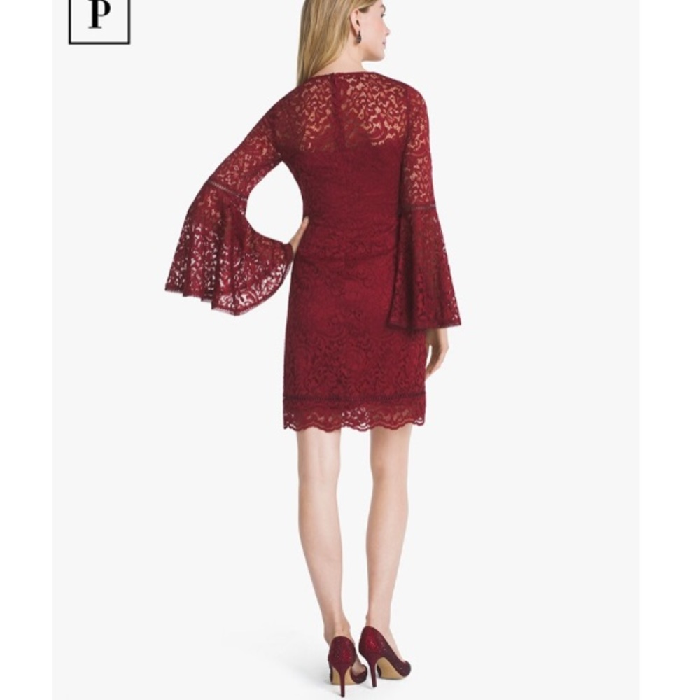 🍷WHBM🍷 PETITE BELL-SLEEVE LACE SHIFT DRESS🍷 - Picture 2 of 11